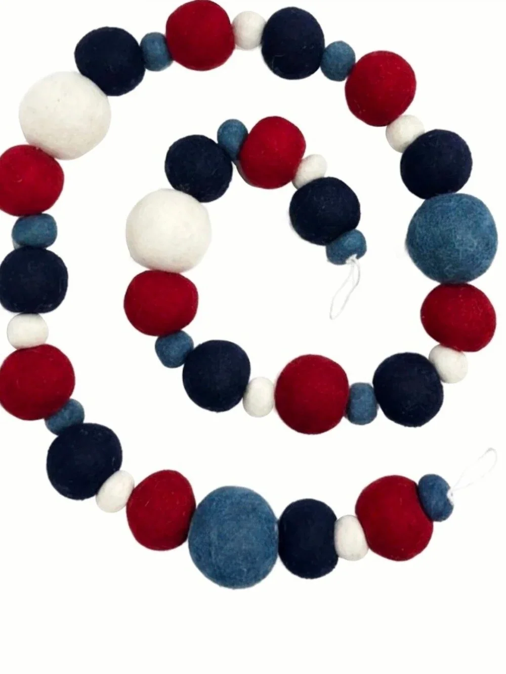 New large Red White Blue Jumbo Felt wool Garland, 72